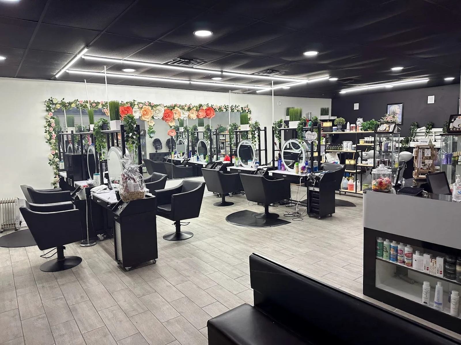 Inside Alexa's Dominican Salon: styling stations and our rose wall